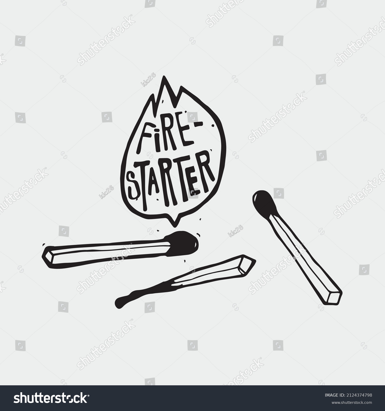 Matches Fire Firestarter Drawing Illustration Stock Vector (Royalty