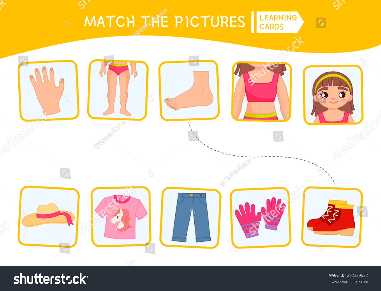 matching children educational game match body stock vector royalty free 1292329822