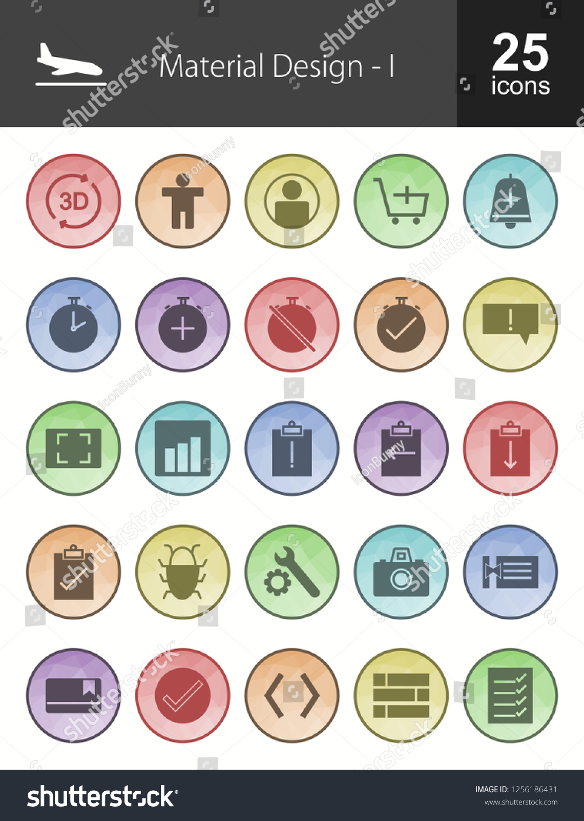 Material Design Filled Low Poly Icoms Stock Vector (Royalty Free ...