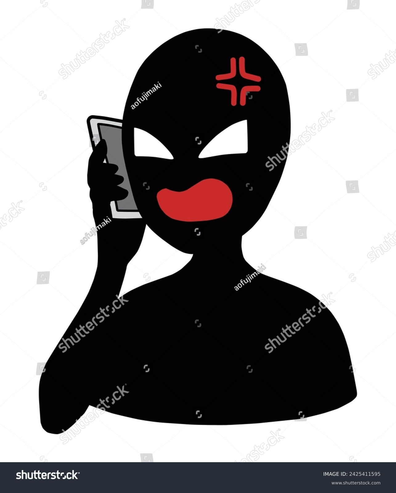 SVG of Material of a black silhouette of a bad guy talking on a smartphone svg