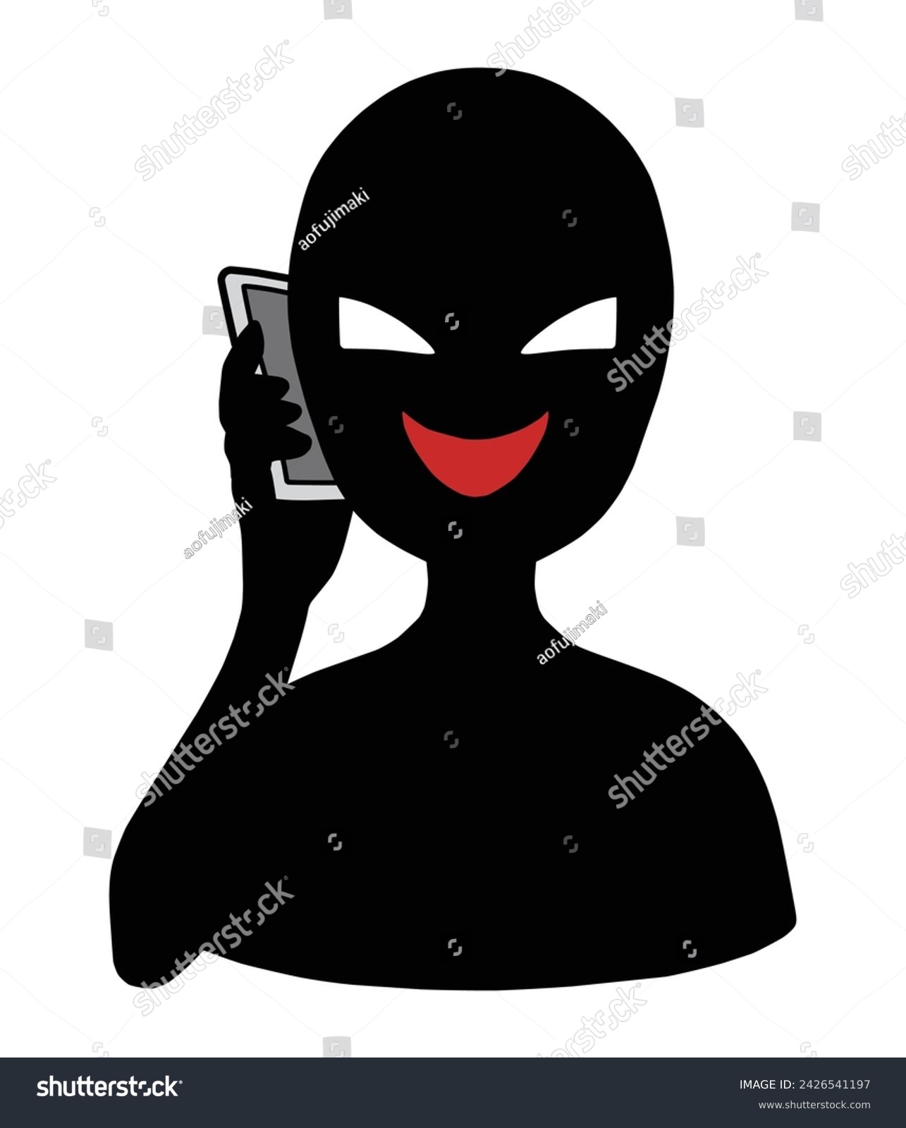 SVG of Material of a black silhouette of a bad guy talking on a smartphone svg