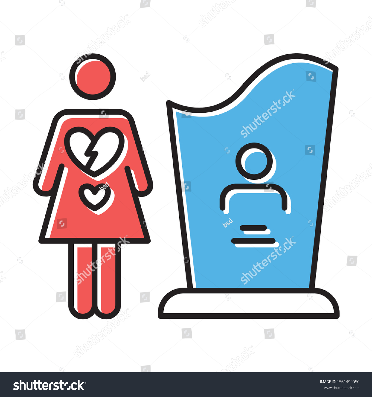 Maternal Mortality Color Icon Woman Grieving Stock Vector Royalty Free