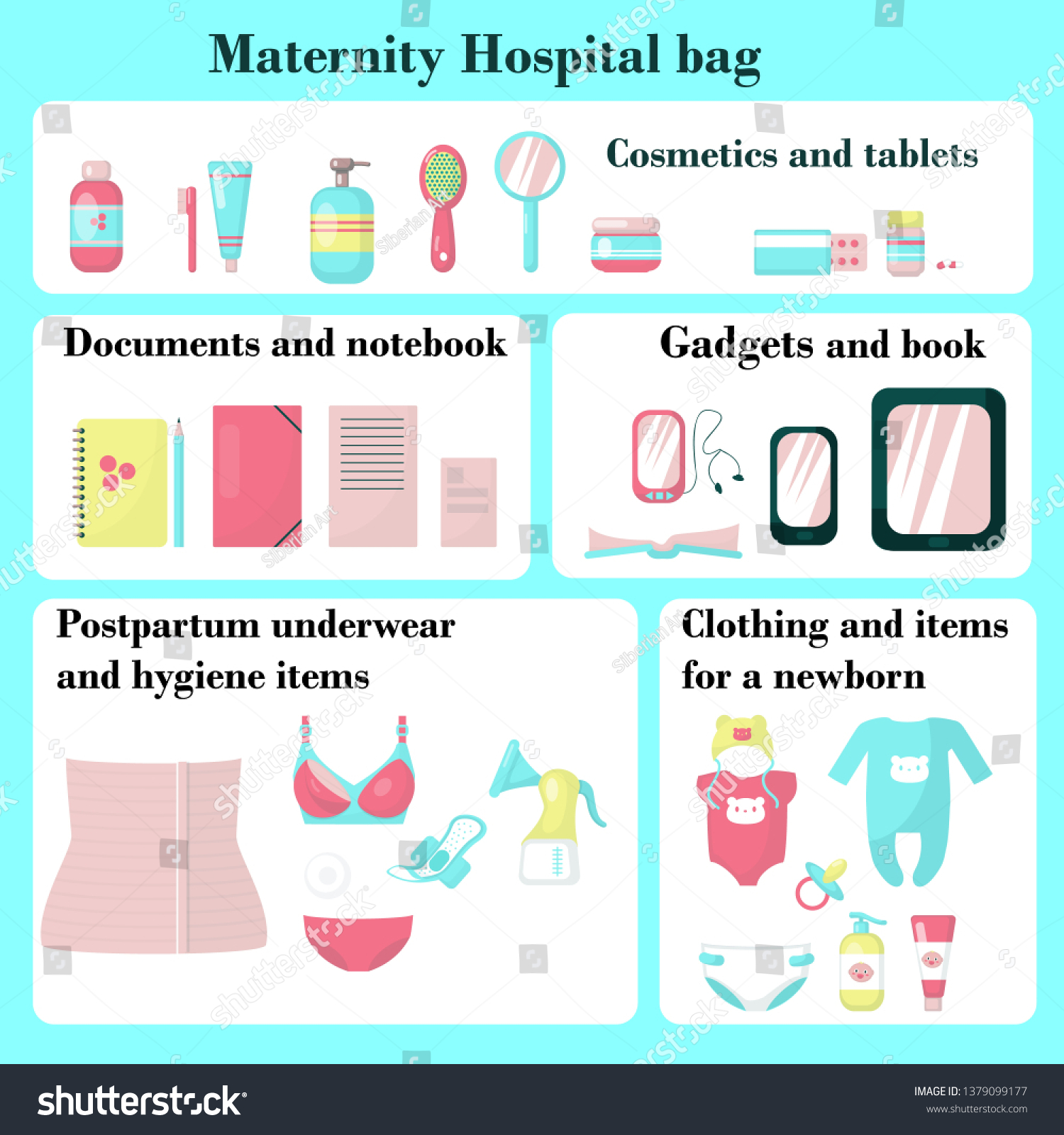 Maternity Hospital Bag Checklist Vector Flat Stock Vector (Royalty Free ...