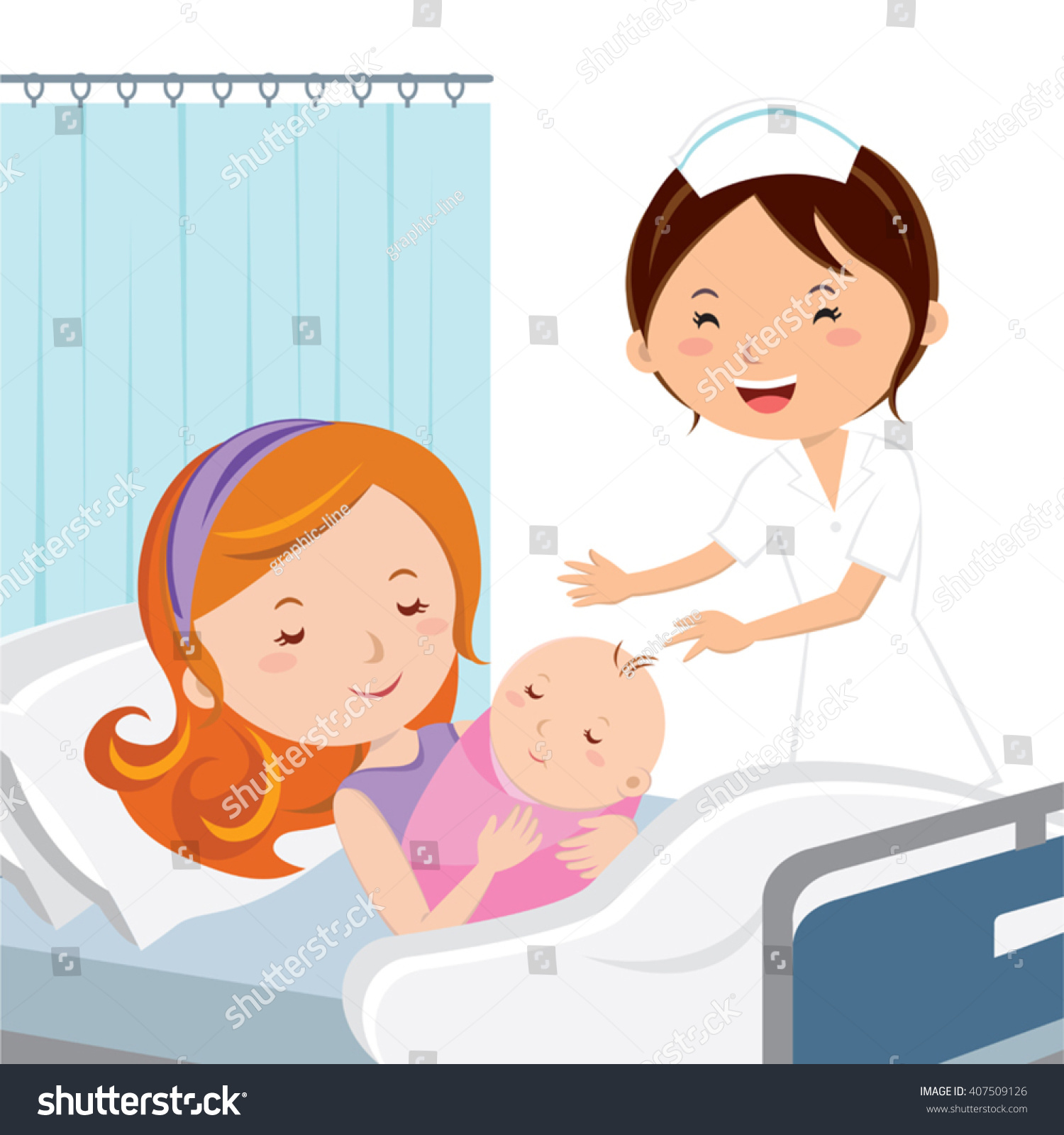 Maternity Ward Mother Holding Newborn Baby Stock Vector (Royalty Free ...