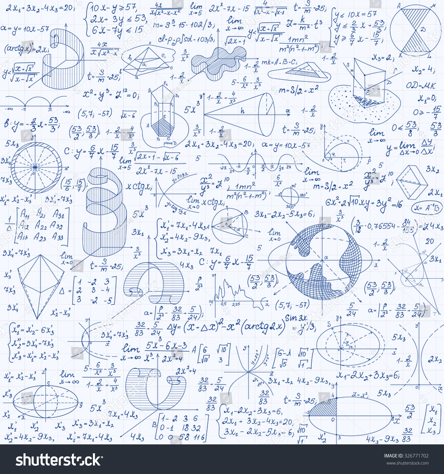 Math Education Vector Seamless Pattern With Figures, Handwritten ...