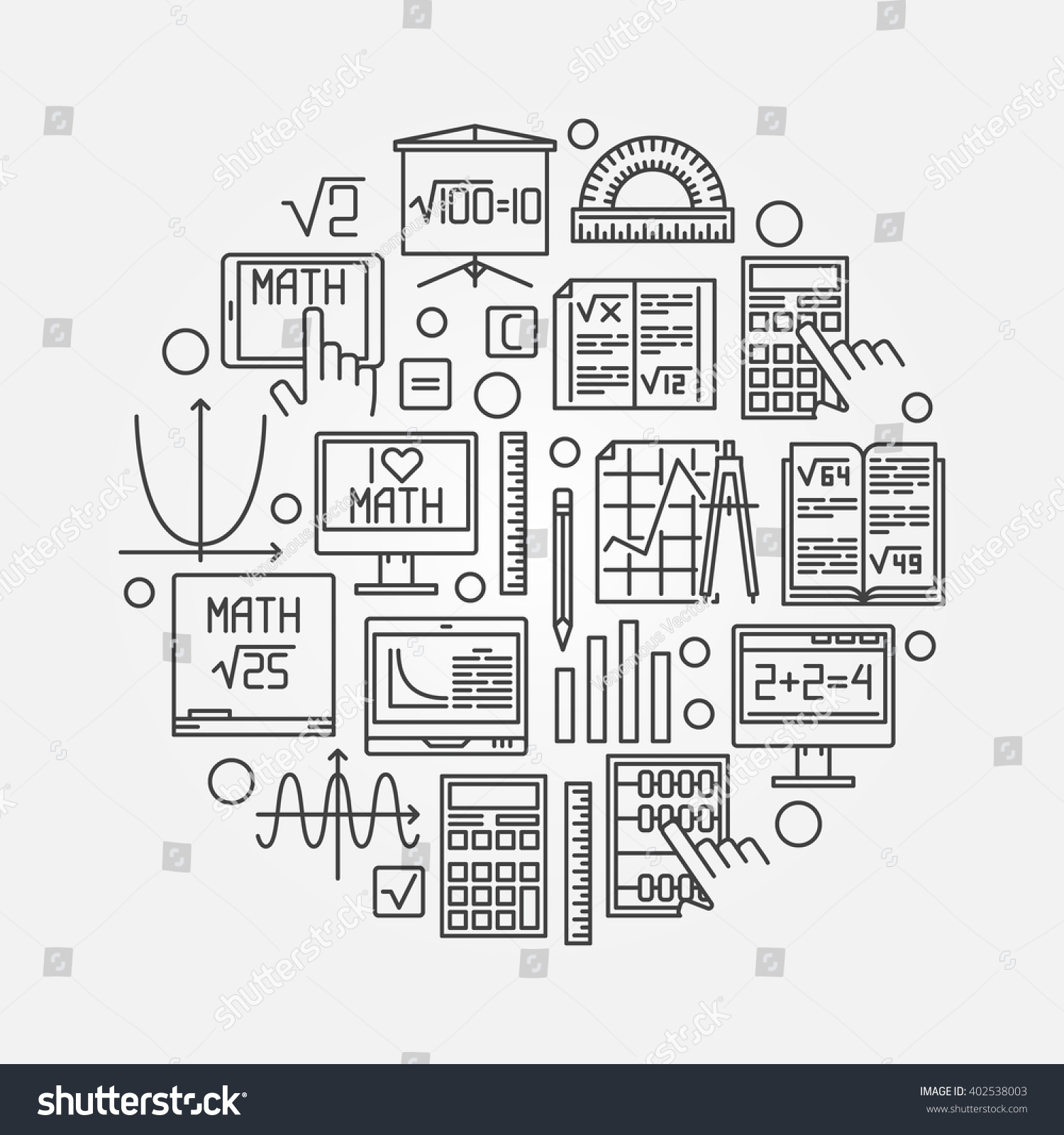 Math Linear Illustration - Vector Round Mathematics Education Symbol ...