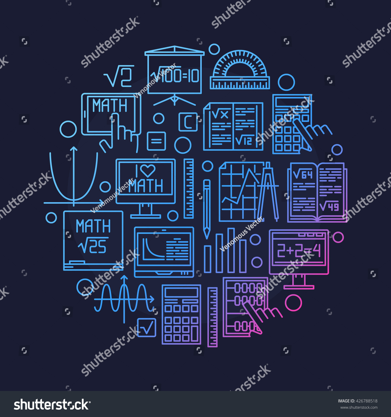 Math Round Symbol Vector Mathematics Concept Stock Vector (Royalty Free ...