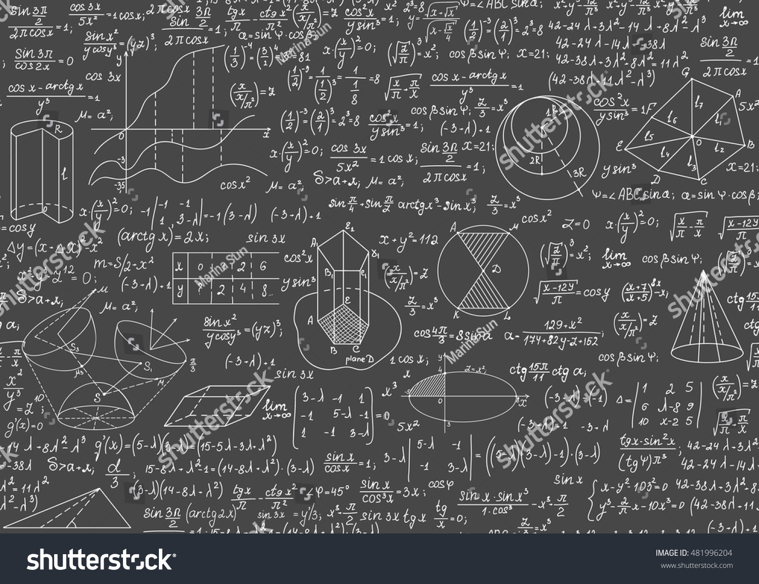 Mathematical Grey Educational Seamless Texture Handwritten Stock Vector ...