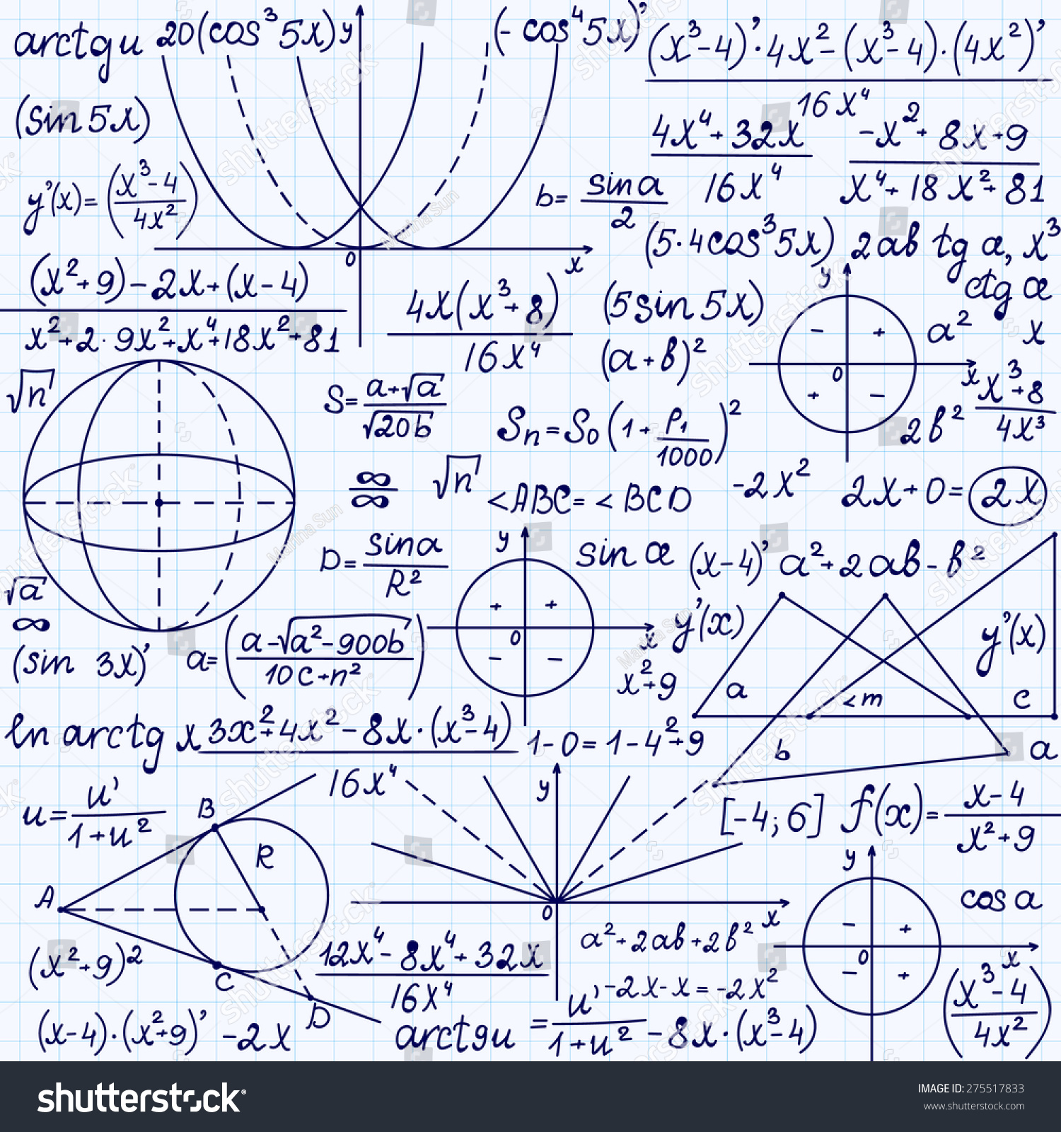 Mathematical Vector Seamless Pattern With Geometrical Figures ...