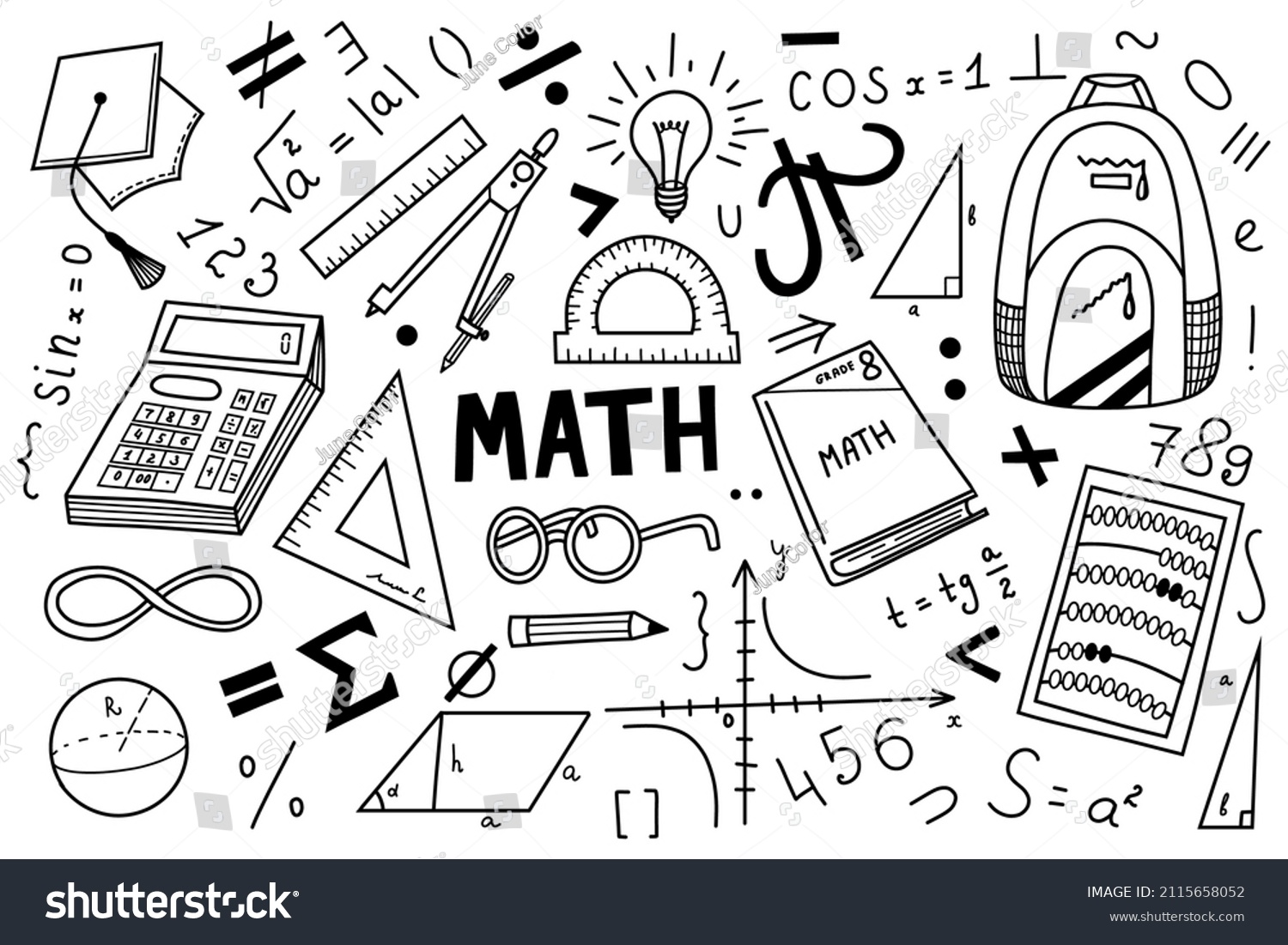 Mathematics Doodle Hand Drawn Vector School Stock Vector (Royalty Free ...