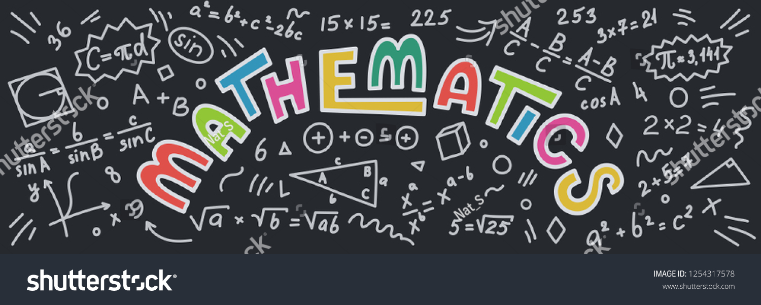 Mathematics Maths Doodles Lettering On Black Stock Vector Royalty Free