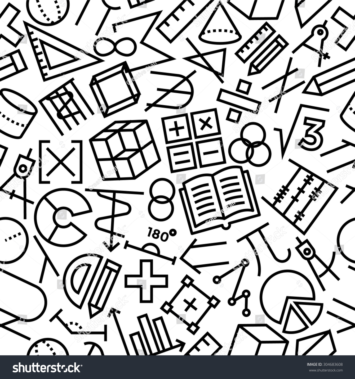 Mathematics Seamless Hand Drawn Icon Pattern Stock Vector 304683608 ...