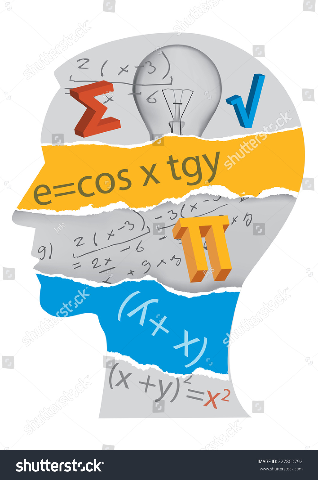 数学の学生シルエット 数学記号と人間の頭シルエット ベクターイラスト のベクター画像素材 ロイヤリティフリー