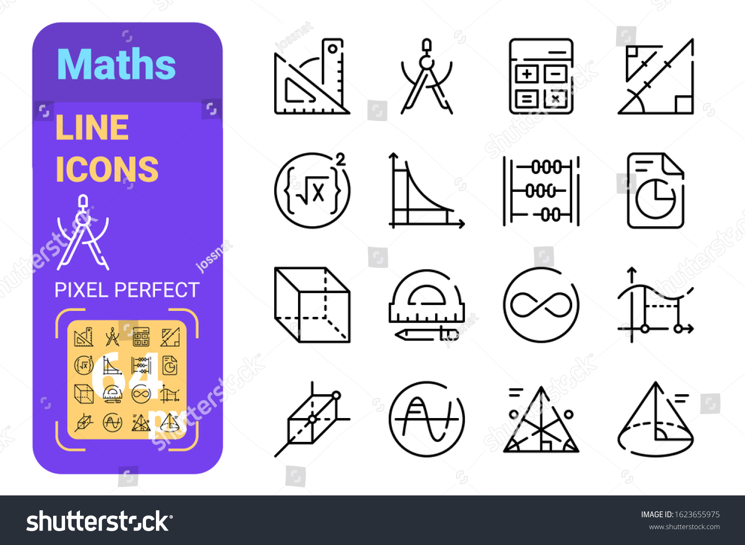 maths-symbols-algebra-geometry-line-icons