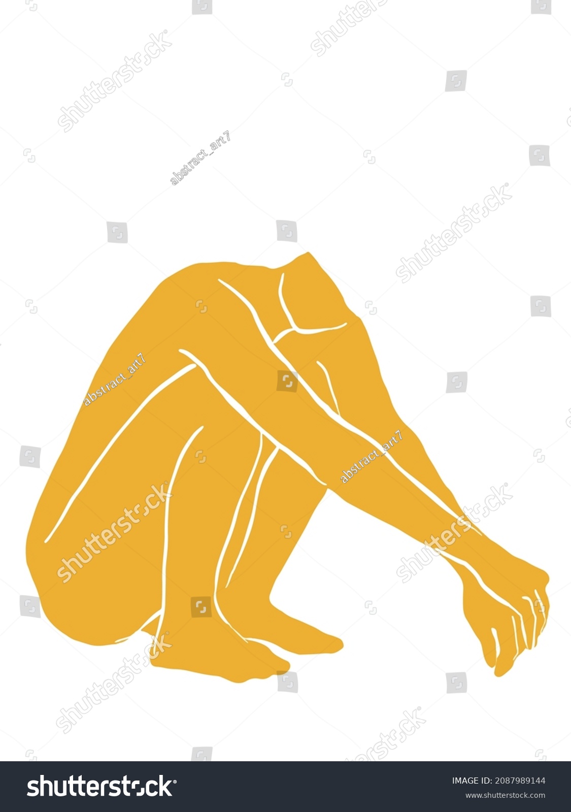 Matisse Style Handdrawn Naked Female Body Stock Vector Royalty Free