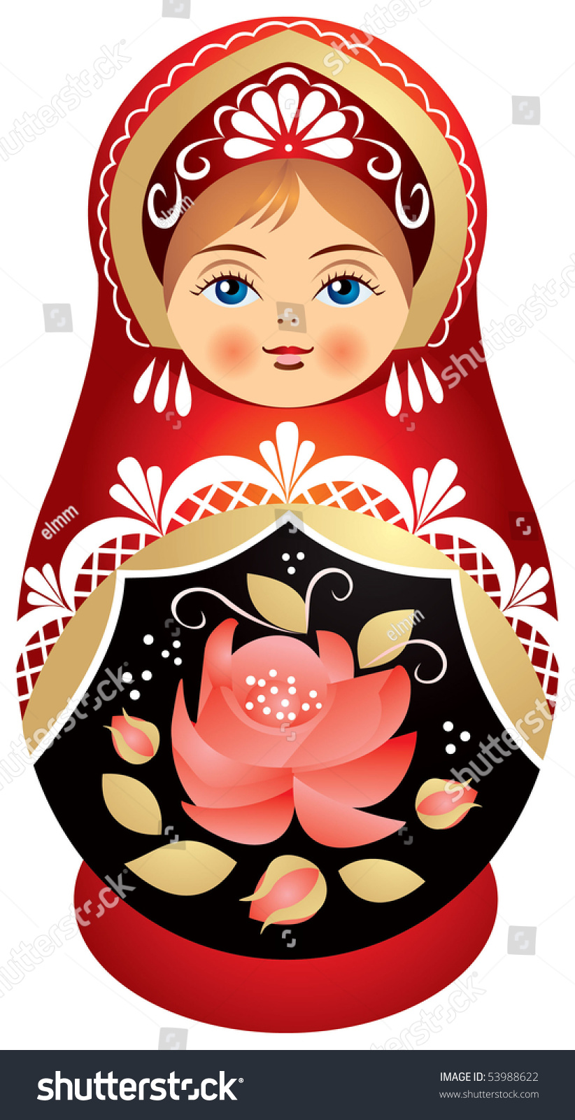 Matryoshka Doll Traditional Russian Headdress Kokoshnik Stock Vector Royalty Free 53988622 0655