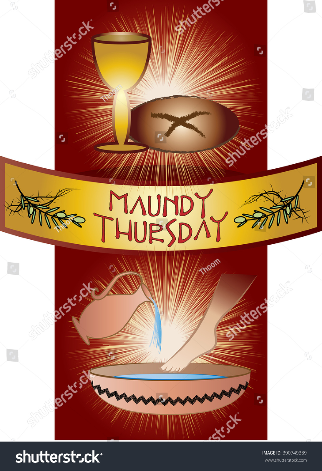 Maundy Thursday Good Holy Thursday Color Stock Vector Royalty Free 390749389