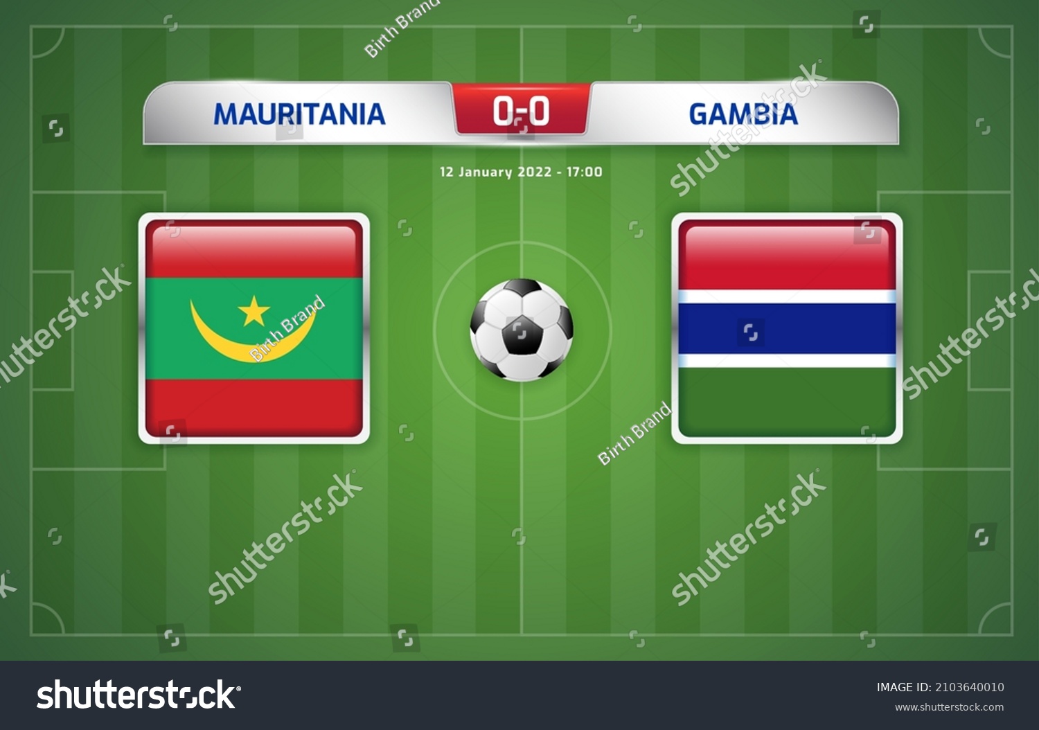 Mauritania Vs Gambia Scoreboard Broadcast Template Stock Vector ...