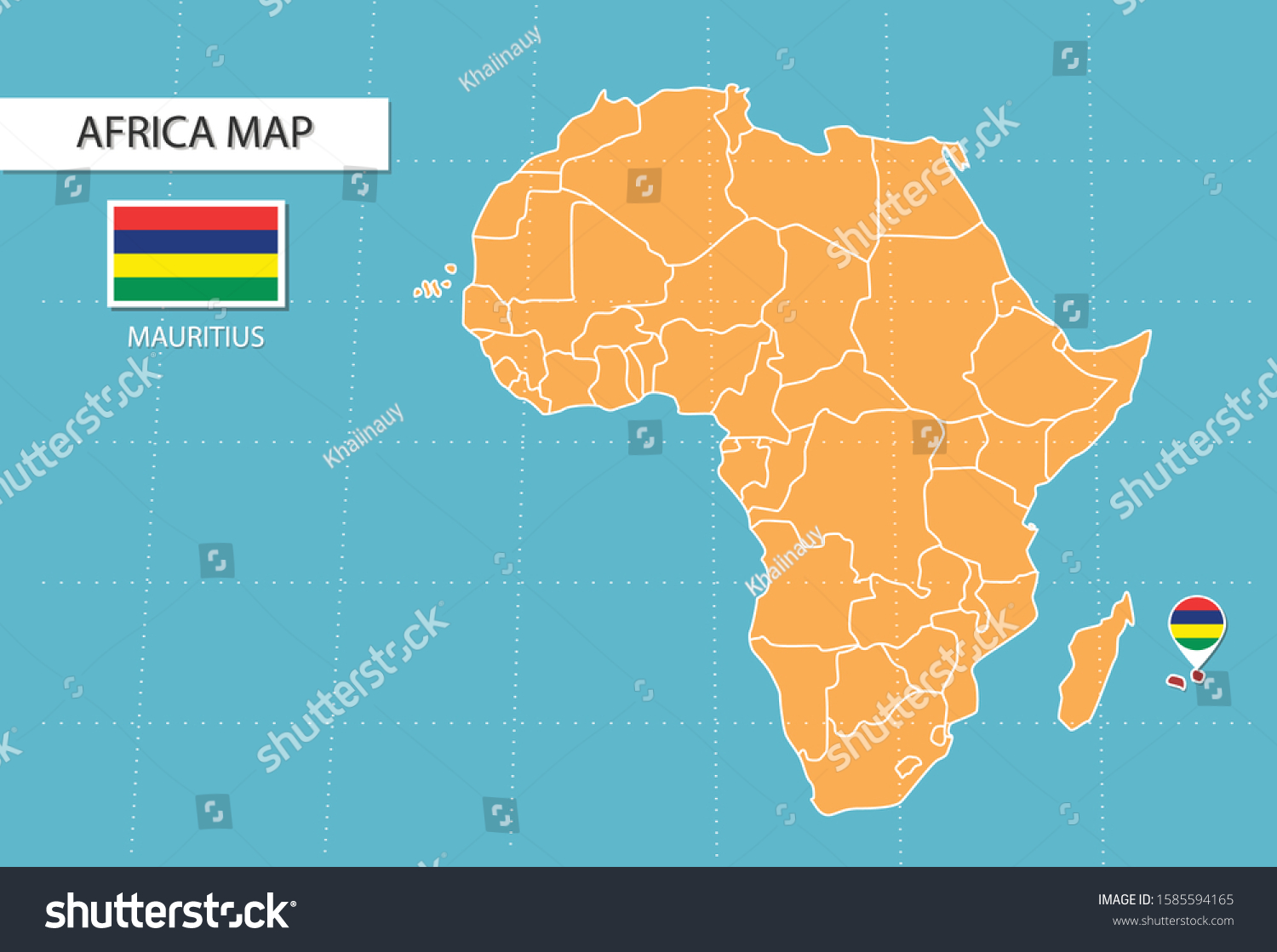 Mauritius Map Africa Icons Showing Mauritius Stock Vector Royalty