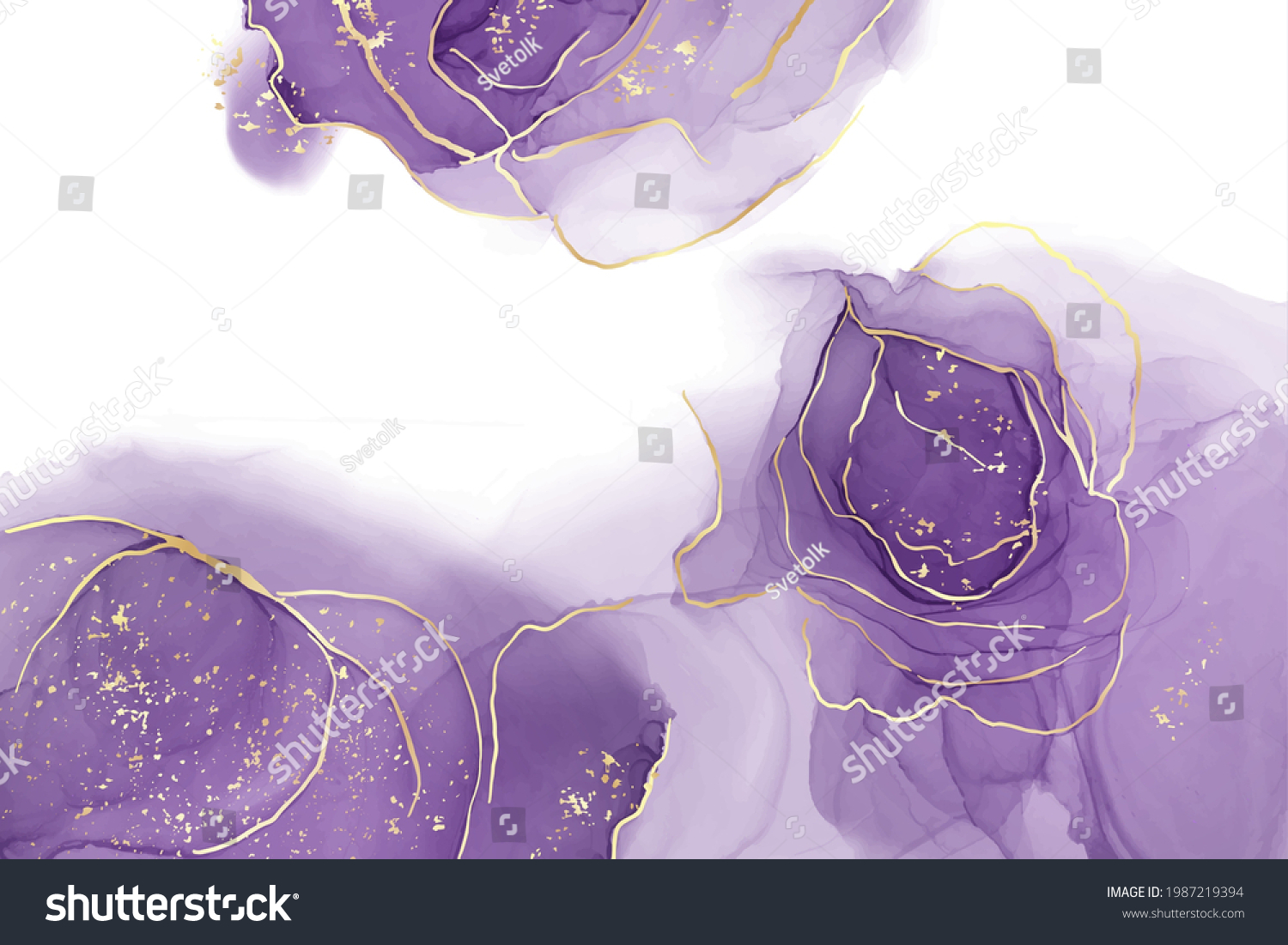 SVG of Mauve liquid watercolor background with golden glitter lines. Pastel violet marble alcohol ink drawing effect. Vector illustration of abstract stylish fluid art amethyst backdrop. svg