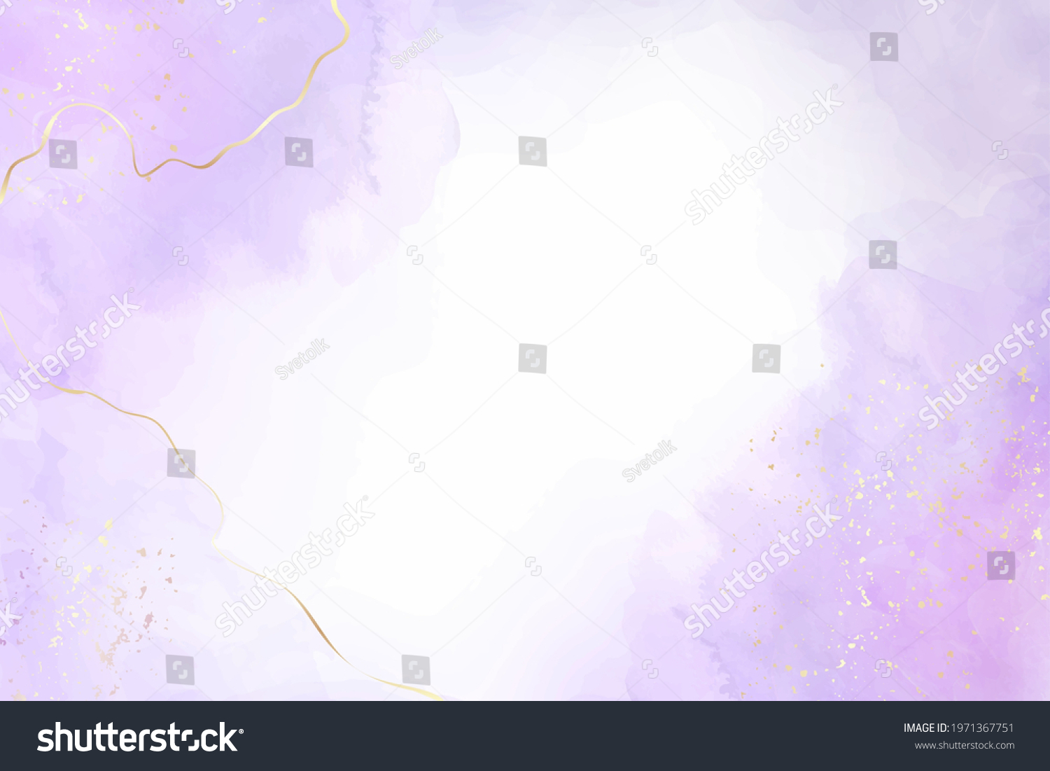 SVG of Mauve liquid watercolor background with golden glitter splash. Pastel violet marble alcohol ink drawing effect. Vector illustration of abstract stylish fluid art amethyst backdrop. svg