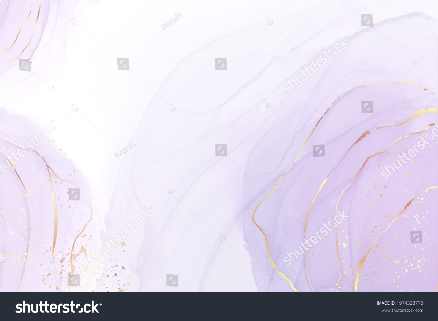 SVG of Mauve liquid watercolor background with golden glitter splash. Pastel violet marble alcohol ink drawing effect. Vector illustration of abstract stylish fluid art amethyst backdrop. svg