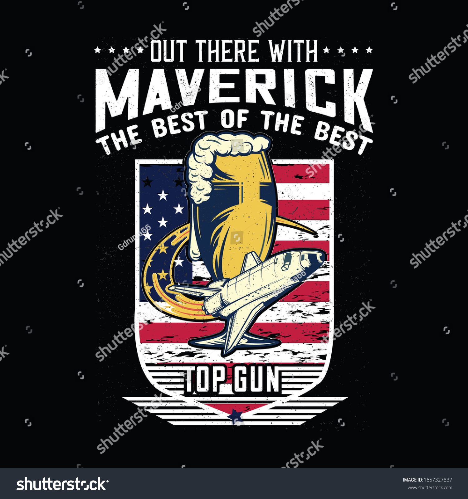 Maverick Top Gun Vector Tshirt Design Stock Vector Royalty Free Shutterstock