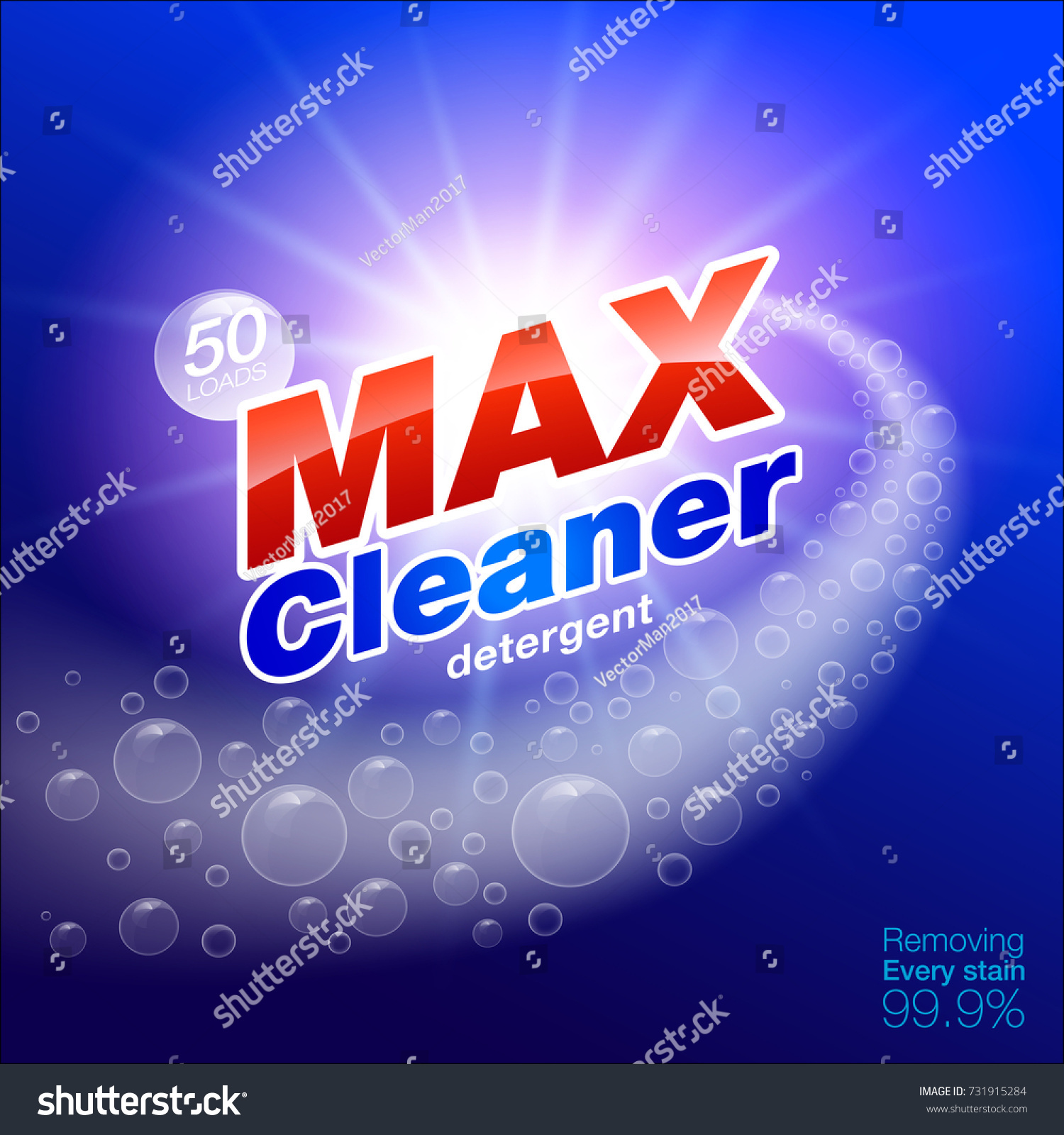 Max Cleaner Laundry Detergent Label Packaging Stock Vector (Royalty ...