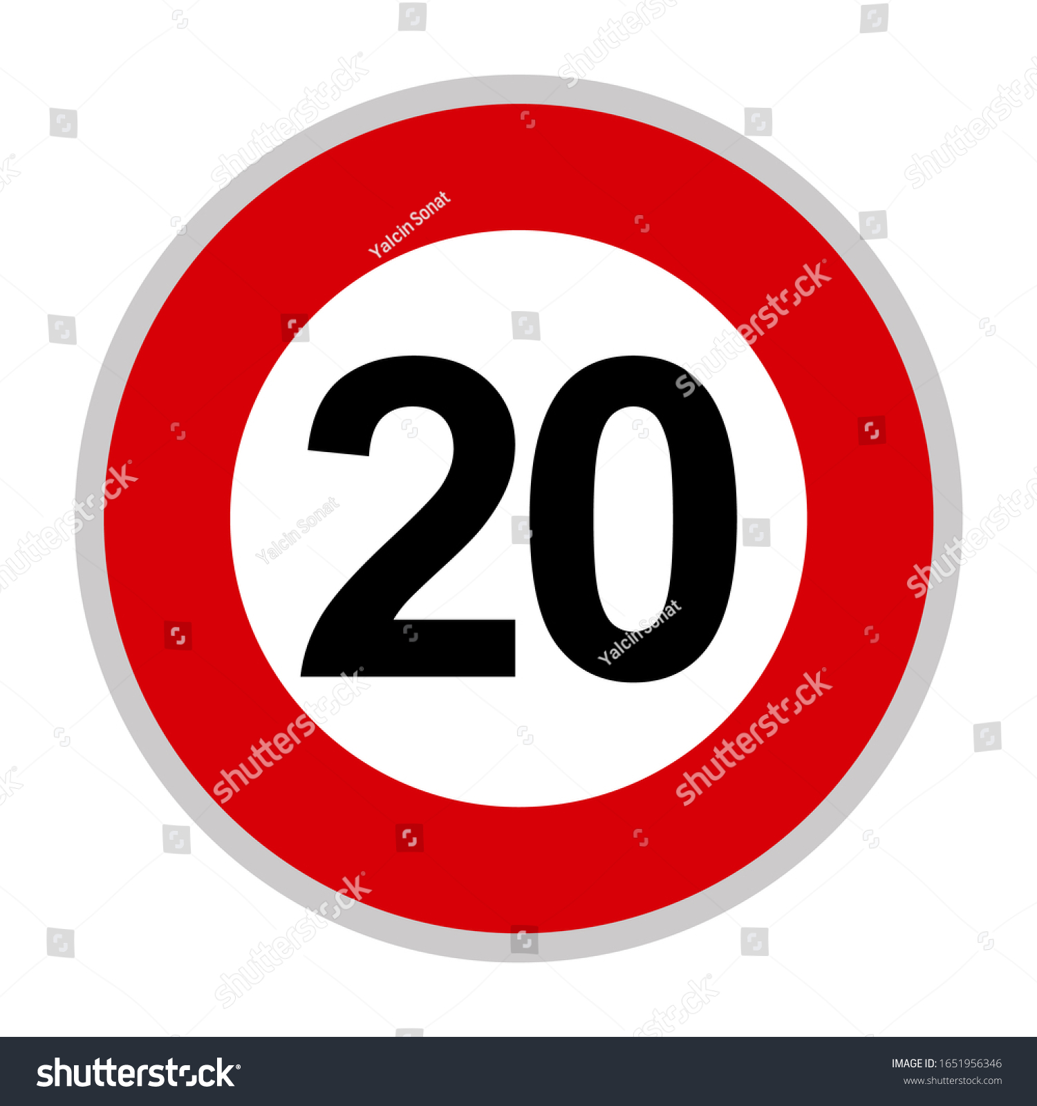 Maximum Speed Limit Sign 20 Kmh Stock Vector (royalty Free) 1651956346 