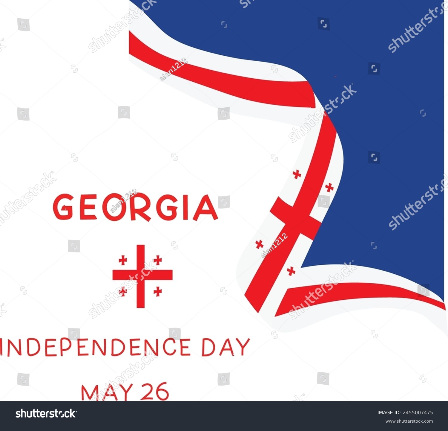 SVG of may 26 is georgia independence day Vector illustration. 
Good for banner, poster, greeting card, party card, invitation, template, advertising, campaign, and social media. 
 svg