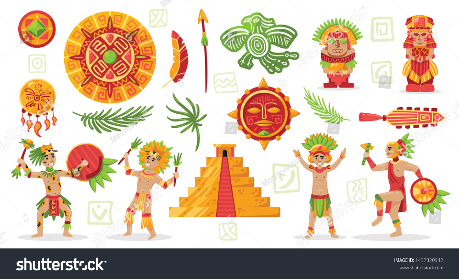 Maya Civilization Culture Set Doodle Style Stock Vector (Royalty Free ...