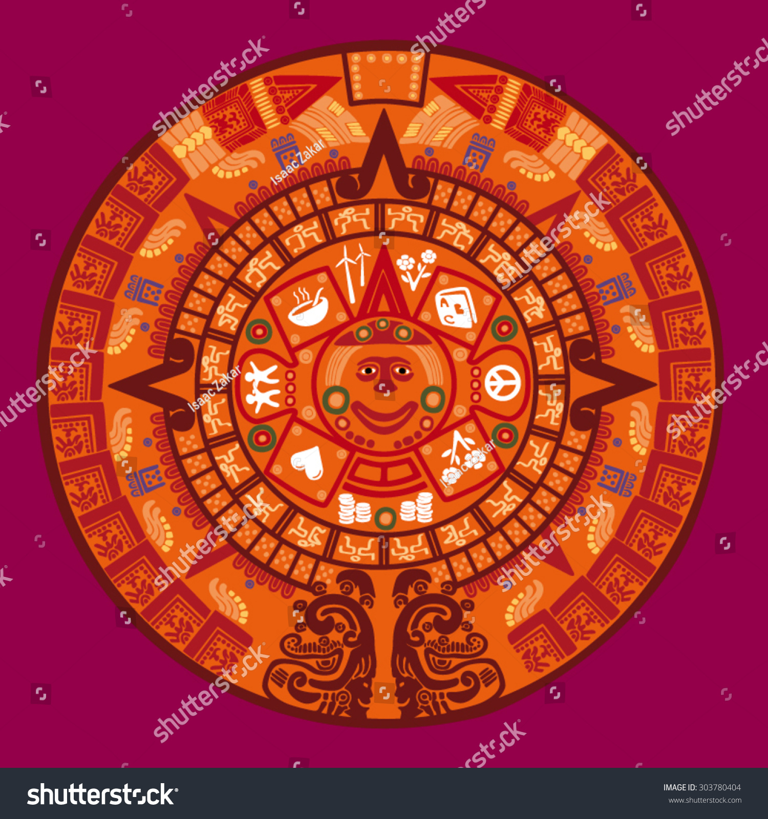 Mayan Calendar Vector Illustration เวกเตอร์สต็อก (ปลอดค่าลิขสิทธิ์