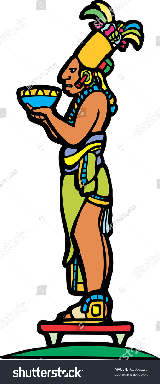 Mayan Priest Offering Bowl Standing On Stock Vector 63066328 - Shutterstock