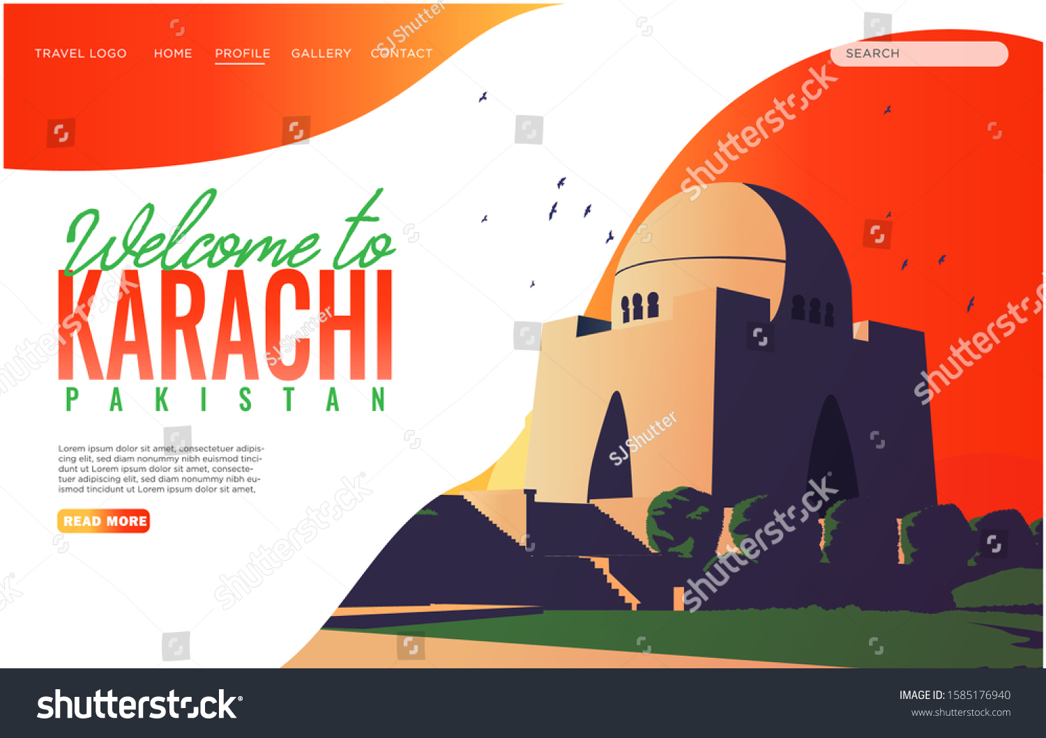 Mazar E Quaid Landing Page Vector Stock Vector Royalty Free 1585176940