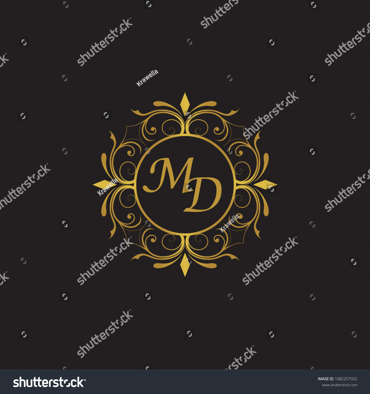 Md Initial Logo Ornament Ampersand Monogram vector de stock libre de regalías