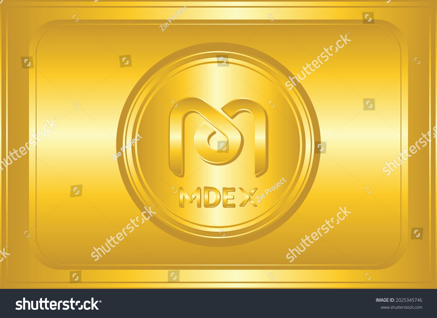 SVG of Mdex MDX token symbol cryptocurrency with golden button and golden plate background. Cryptocurrency logo icon for banner, poster, web or news. Vector illustration eps 10 svg