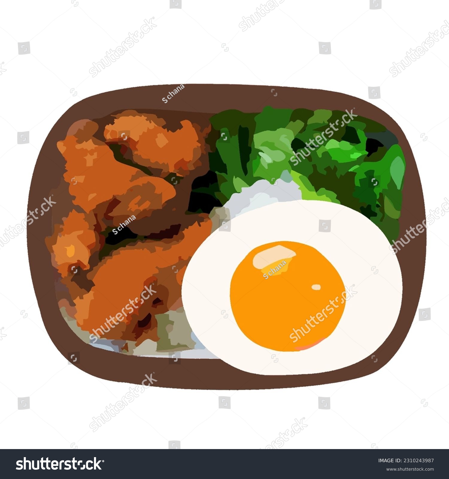 SVG of Meal box, Lunch box, Deep-fried food, Fried egg, Rice, Stir-fry, Tempura, Bento, Chicken cutlet svg