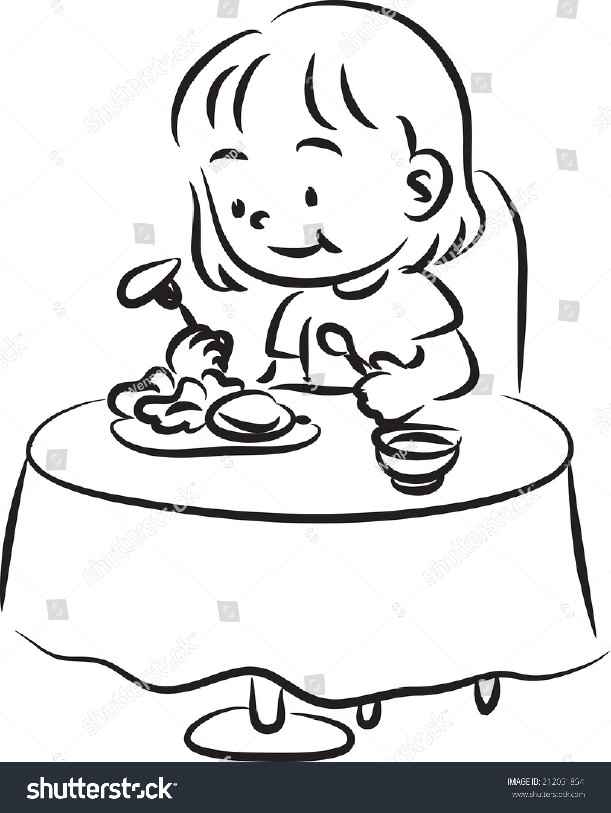 Meal Time Girl Eating Stock Vector (Royalty Free) 212051854