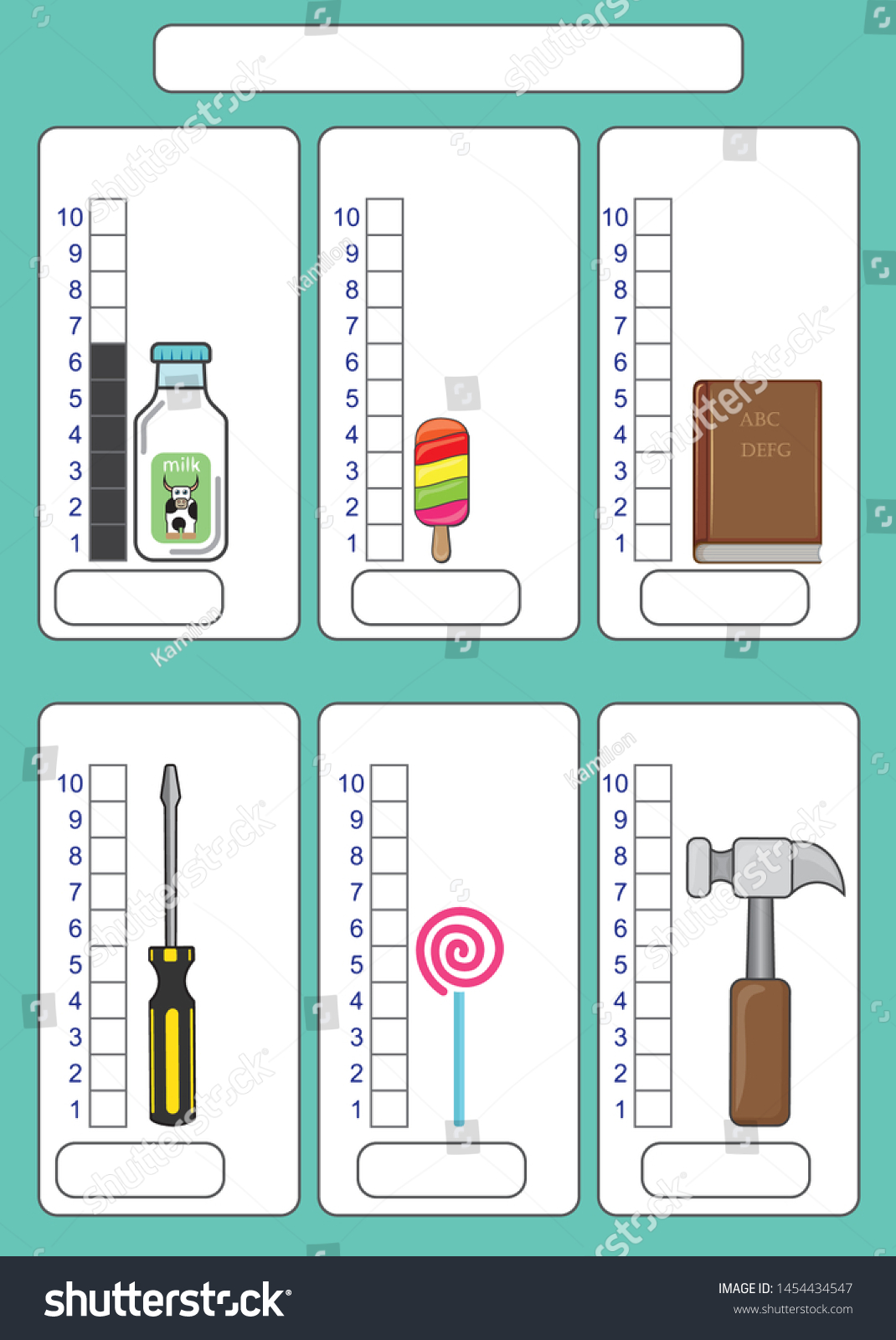 measuring length objects ruler worksheet kids stock vector royalty free 1278397498 shutterstock