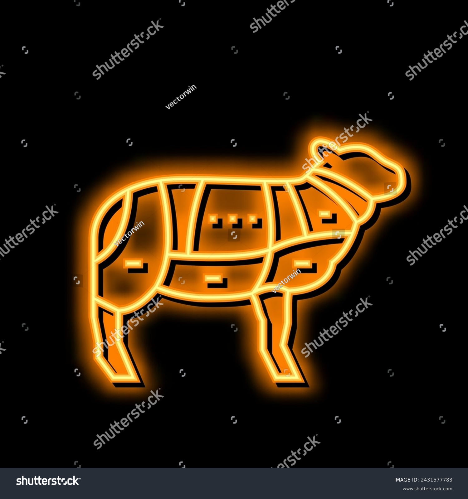 SVG of meat sheep neon light sign vector. meat sheep illustration svg