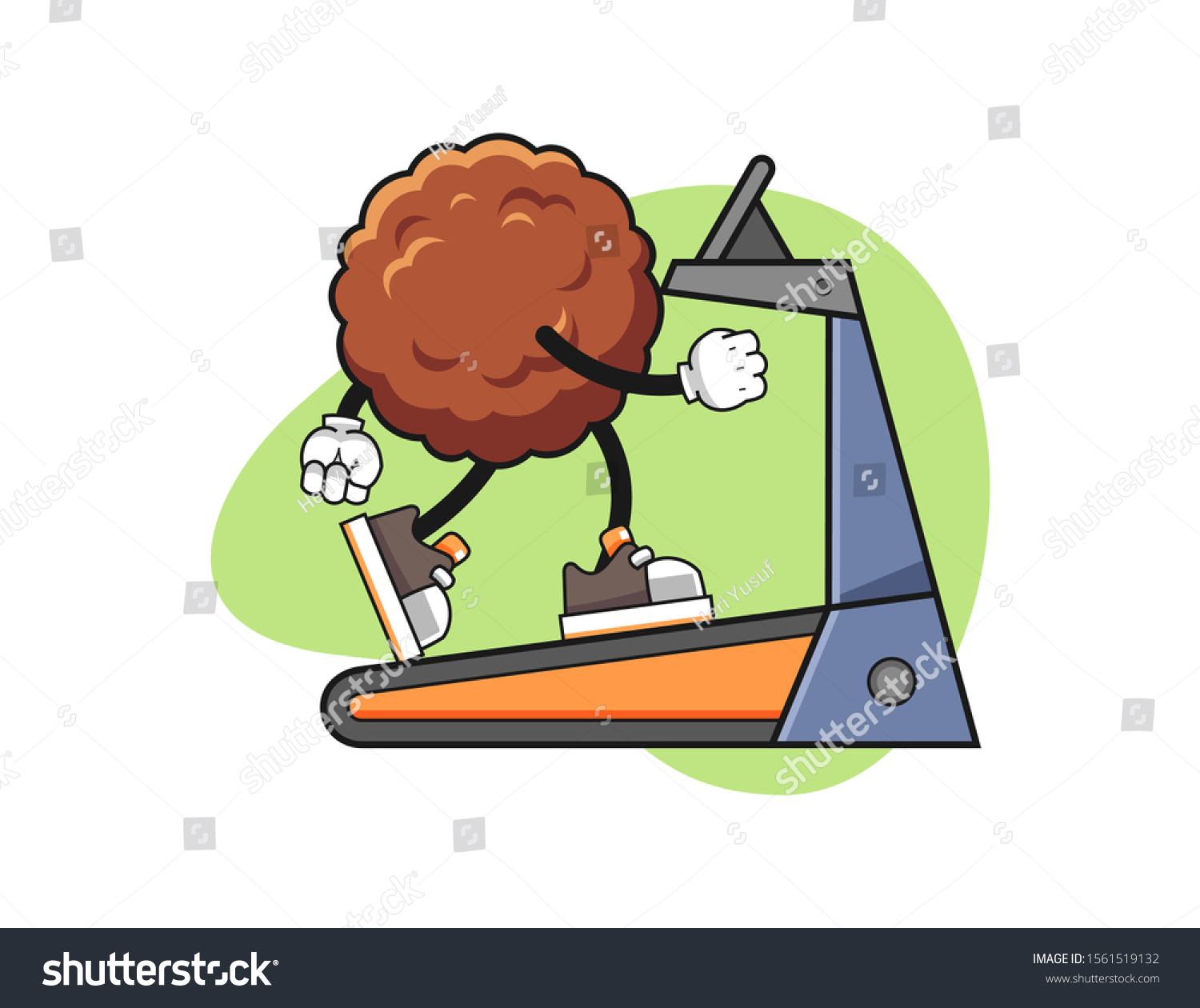 Meatball Walking On Treadmill Cartoon Mascot Stock Vector Royalty Free