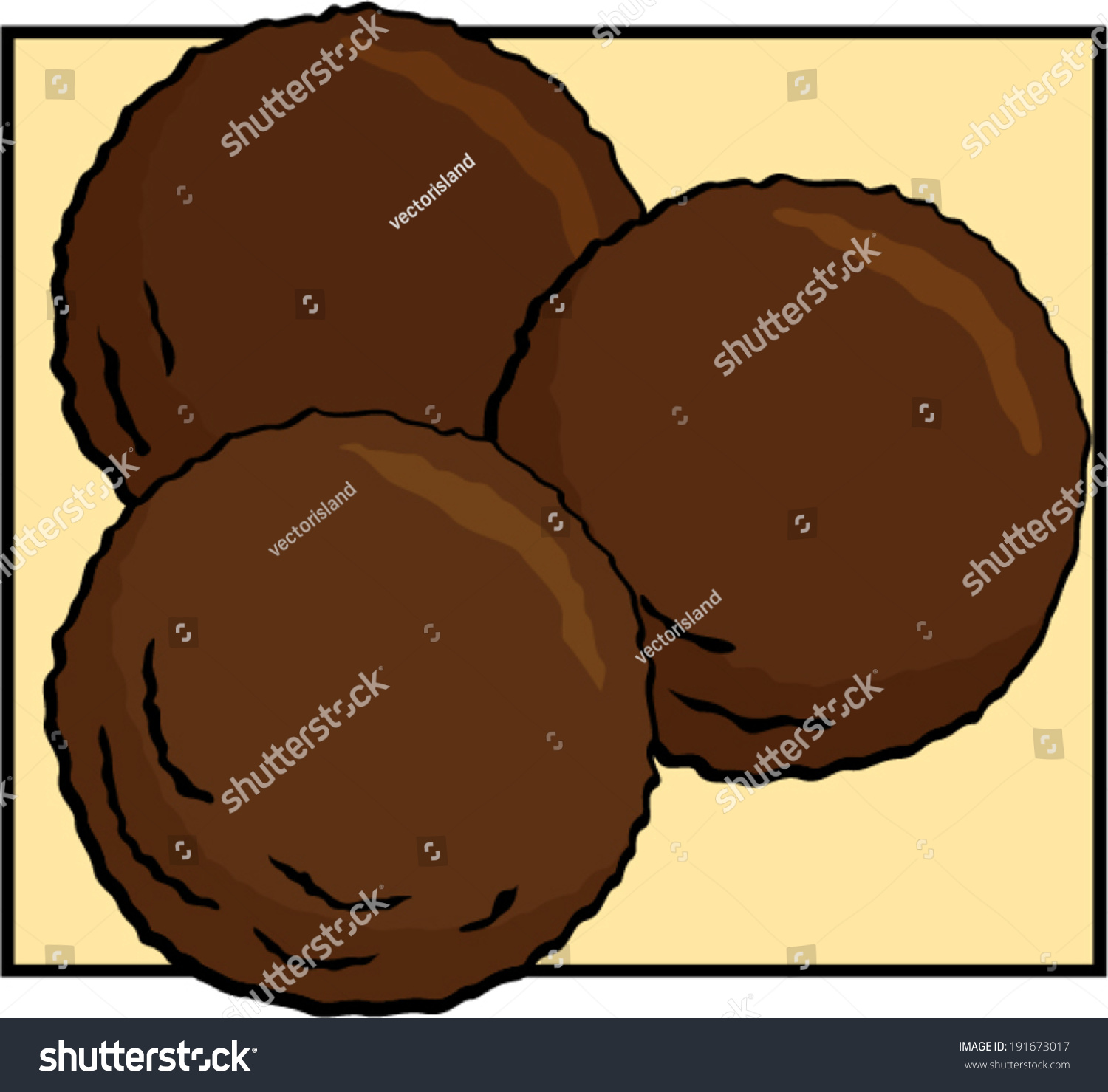 brown meatballs on yellow background clip art preview