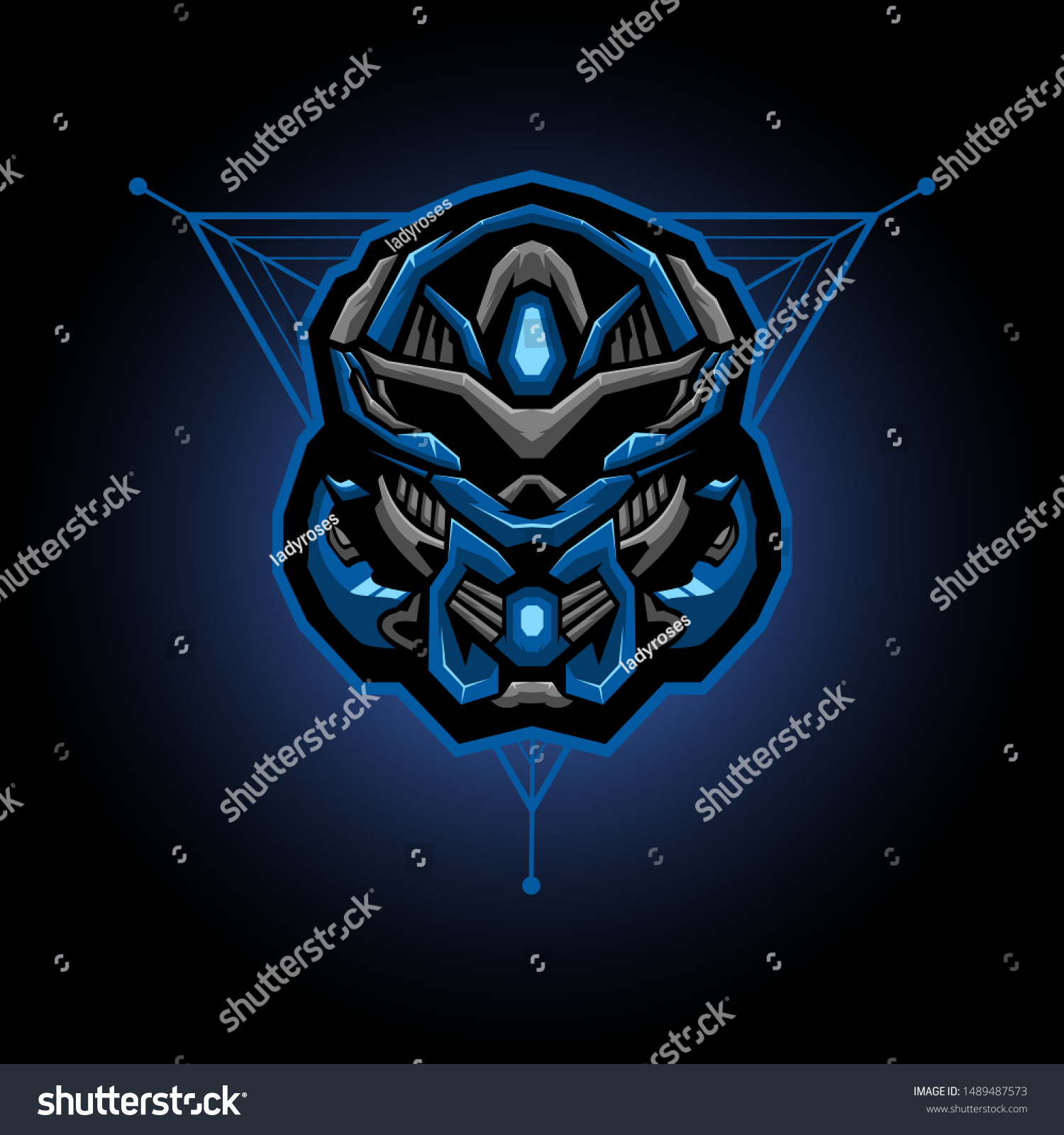 Mecha Robot Head Vector Illustration T Stock Vector Royalty Free