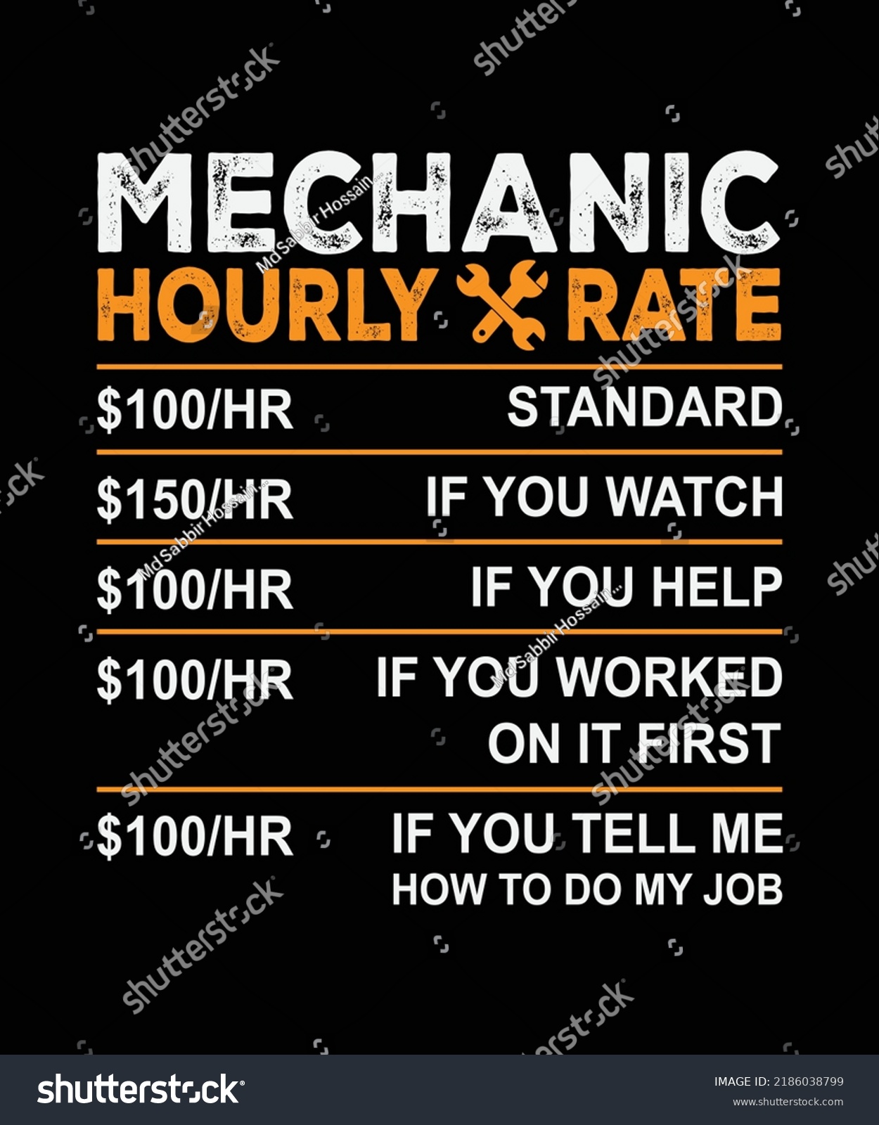 SVG of Mechanic Hourly Rate Laborer t-shirt design svg