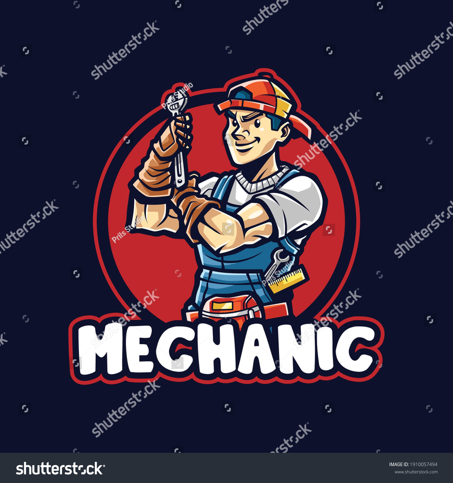 Mechanic Man Cartoon Mascot Logo Stock Vector Royalty Free