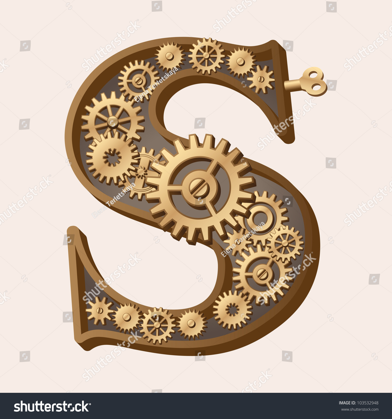 Mechanical Alphabet Made From Gears. Letter S Stock Vector Illustration ...