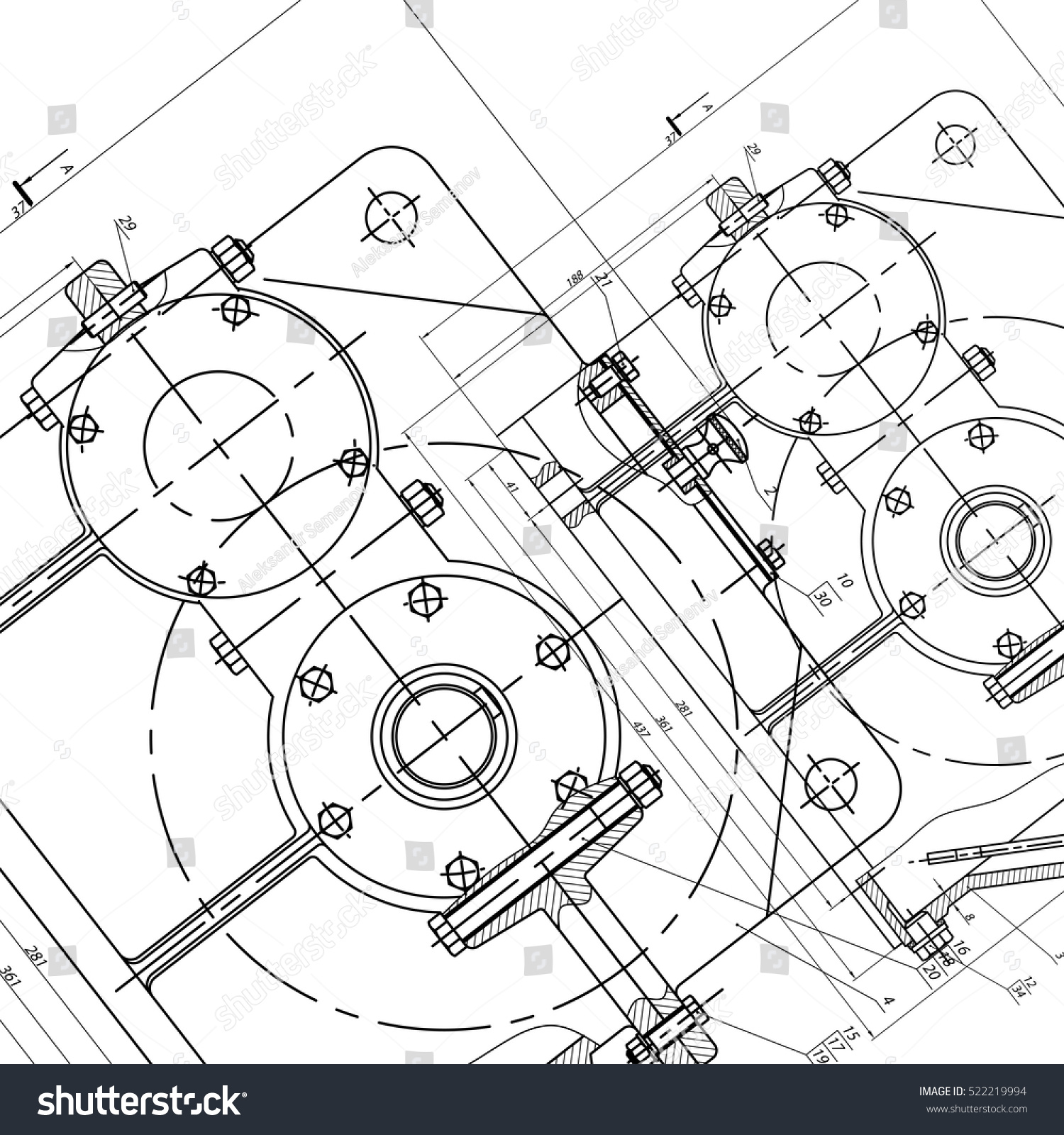 Mechanical Engineering Drawing Engineering Drawing Background Stock ...