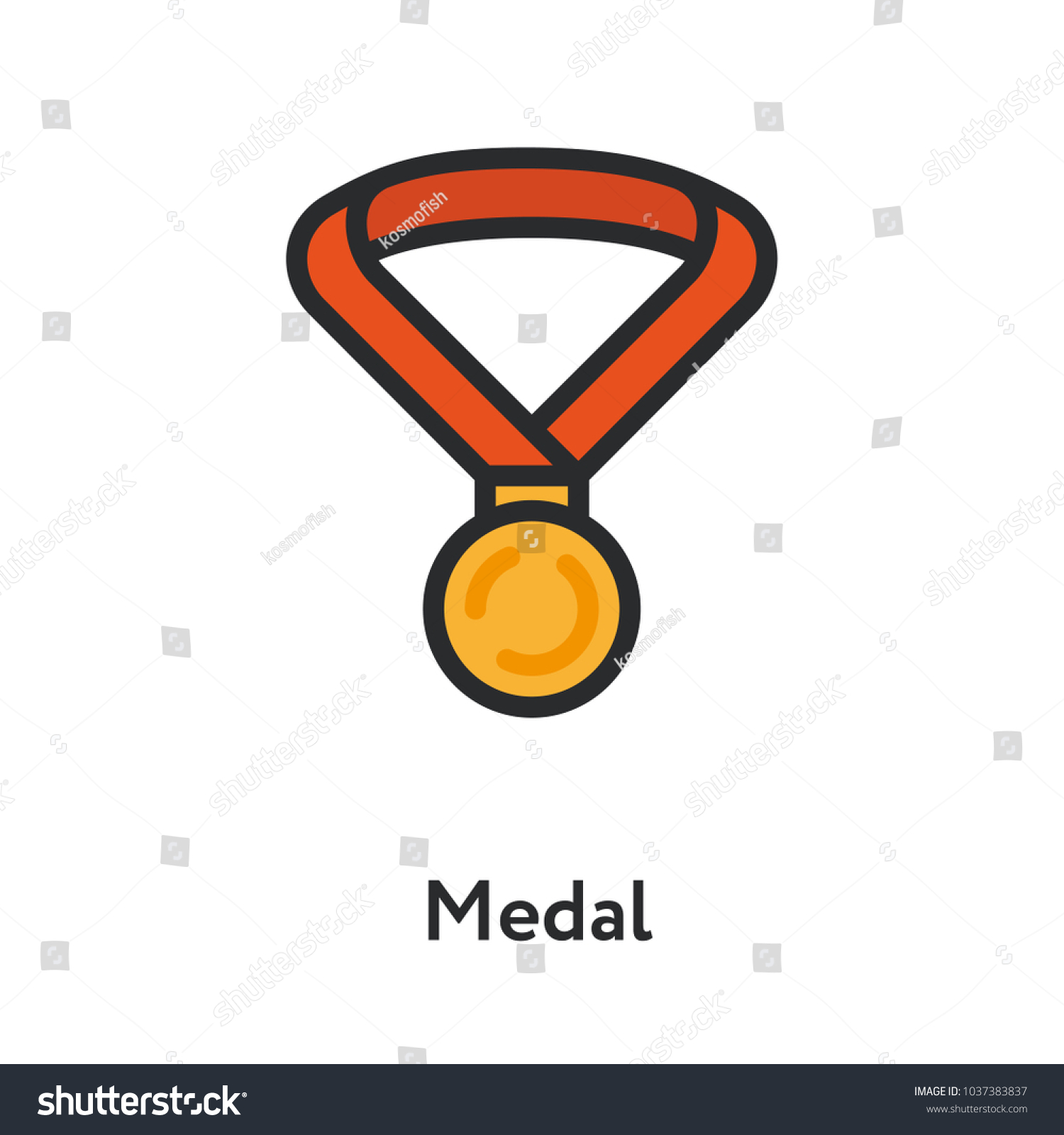 Medal Award Ribbon Trophy Gold Coin Stock Vector (Royalty Free ...