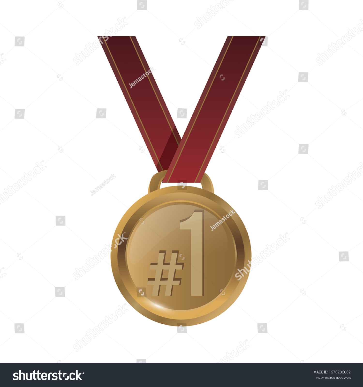 Medal Award One Number Vector Illustration Stock Vector (Royalty Free ...