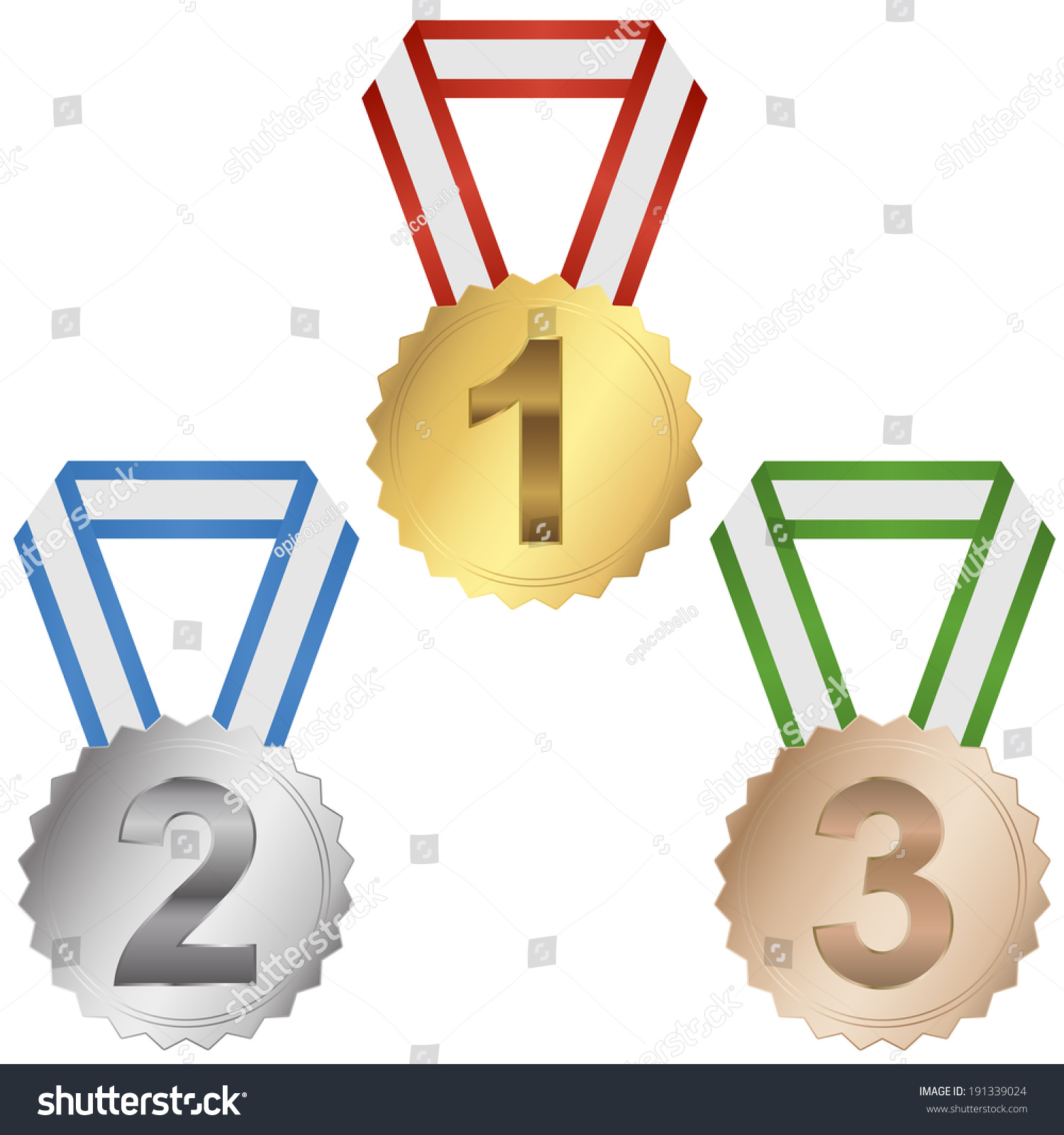 Medals First Second Third Stock Vector (Royalty Free) 191339024 ...